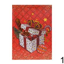 Vánoční dárková taška s motivem dárků a ozdob.