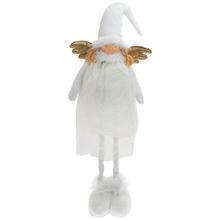 Bílý textilní anděl se zlatými křídly a čepicí.