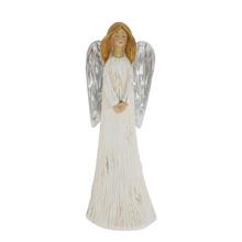 Bílý anděl se stříbrnými křídly, dekorativní předmět.