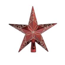 Červená hvězda s leskem a ornamentem, 20 cm.
