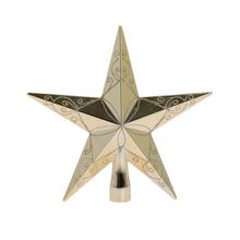 Zlatá lesklá hvězda na vánoční stromeček.