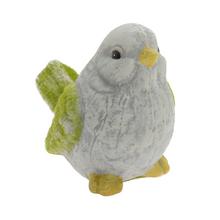 Keramická ptáček s jemnými detaily a zelenými akcenty.