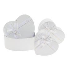 Dárková krabička ve tvaru srdce, bílá, sada 3 kusy.
