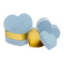 Dárková krabička ve tvaru srdce, mentolová barva, sada 3 kusy.