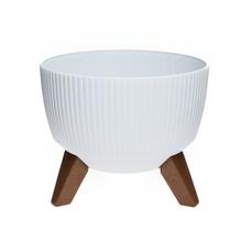 Bílý květináč s nožičkami, 33 cm.