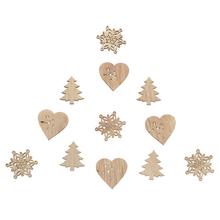 Dřevěné ozdoby v přírodním mixu, různé tvary.