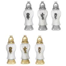 Hrobové svíčky v čirém skle ve tvaru srdce.