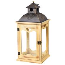 Lampa z dřeva a kovu s přírodním povrchem, výška 43 cm.