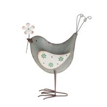 Dekorativní ptáček s květinou v mentolové barvě.