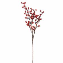 Bordová větev šípků s umělými plody.