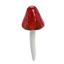 Keramická houbová dekorace červenobílá s lesklým povrchem.