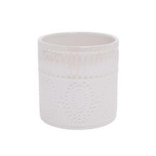 Keramický obal na květináče v perleťové barvě.