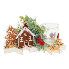 Vánoční aranžmá s domečkem a svíčkou