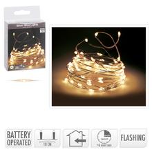 LED světýlka na drátu s teplou bílou barvou, 100 LED, 5m, na baterie.