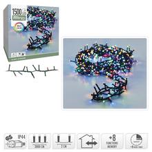 LED světelný řetěz s 1500 LED diodami, 30 metrů dlouhý, multicolor, s 8 funkcemi a časovačem.