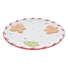 Talíř s vánočním motivem a perníkovými postavičkami.