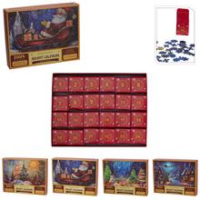 Adventní kalendář se 1008 díly, obsahuje různé obrázky a čísla na každý den.