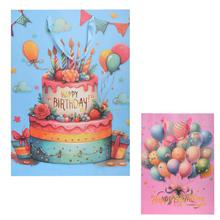 Dárková taška s balónky a narozeninovým dortem.