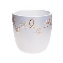 Bílý květináč s hvězdičkami