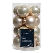 Skleněné vánoční koule v krémové barvě, balení 16 kusů.