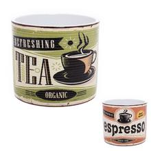 Obal na kaktus s retro designem a potiskem šálku kávy.