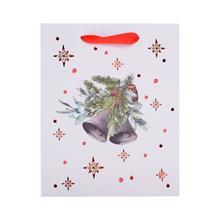 Vánoční taška s motivem zvonečků a dekorací.