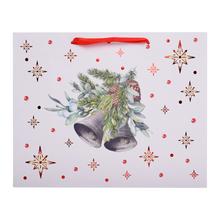 Vánoční taška s motivem zvonečků a hvězd.