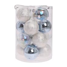 Vánoční skleněné koule v mixu barev modrá, lesk a mat, průměr 8 cm.