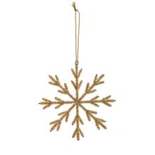 Zlatá sněhová vločka na zavěšení.