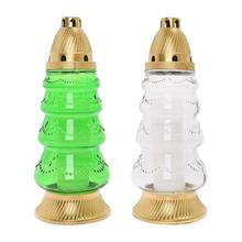 Zelená a bílá vánoční hrobová svíčka