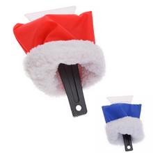 Škrabka na led s oteplenou rukavicí v červené a modré barvě.