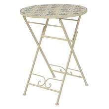 Ocelový venkovní stůl Coimbra s kulatou deskou.