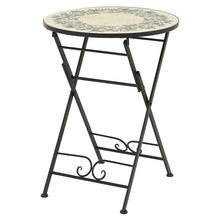 Ocelový venkovní stůl Athens s průměrem 58 cm a výškou 76 cm.